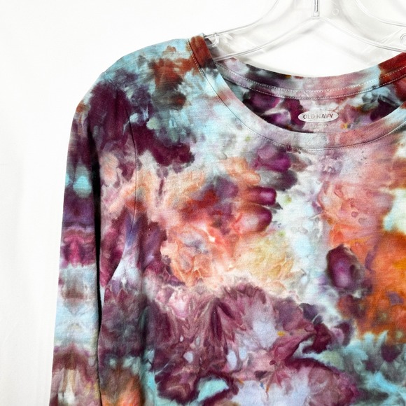 Old Navy‎ Small Top Handmade Tie Dye Long Sleeve Earthy Boho Artsy Grunge 1391 - Picture 5 of 10